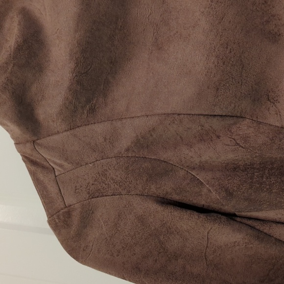 Zara Faux Suede Leather Jacket Lightweight Biker Moto Cowl Neck, Size XS - Picture 5 of 7